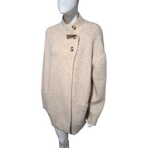Zara Chunky Cozycore Women's sz M/L Ribbed Grungecore Oversized Button Cardigan‎